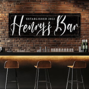 Personalized Bar Sign, Custom Mancave Wall Decor, Gift For Barmen, Farmhouse Bar Lounge Decor, Vintage Home Pub Wall Art, Canvas Print