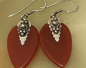 Striking  Vintage Carnelian Sterling Silver Earrings