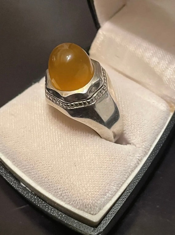 Amazing Vintage Baltic Amber Sterling Silver Stat… - image 2