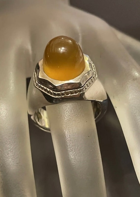 Amazing Vintage Baltic Amber Sterling Silver Stat… - image 6