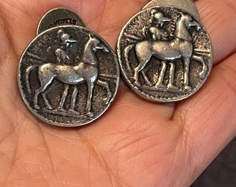 Pair of Sterling Silver Horse and Rider Cufflinks by Michael Hill