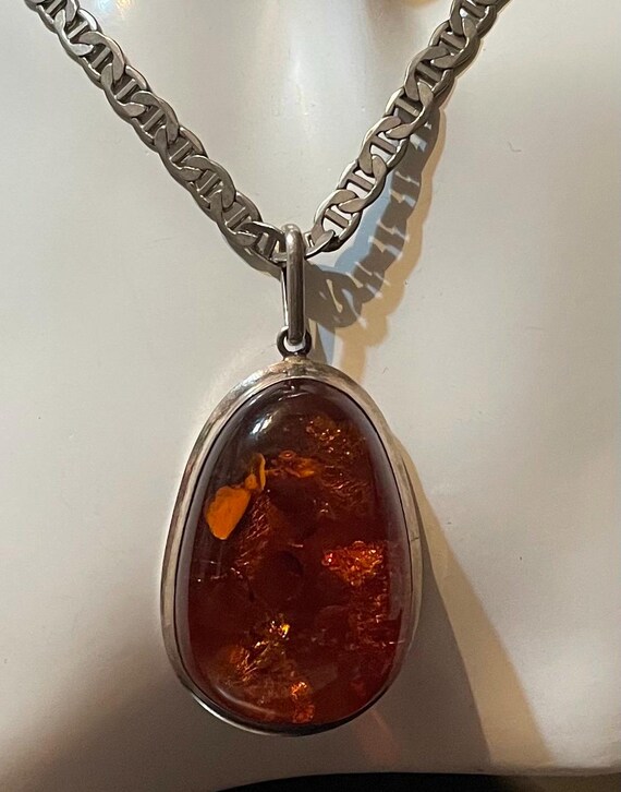 Unique Authentic Baltic Large Amber Sterling Silv… - image 8