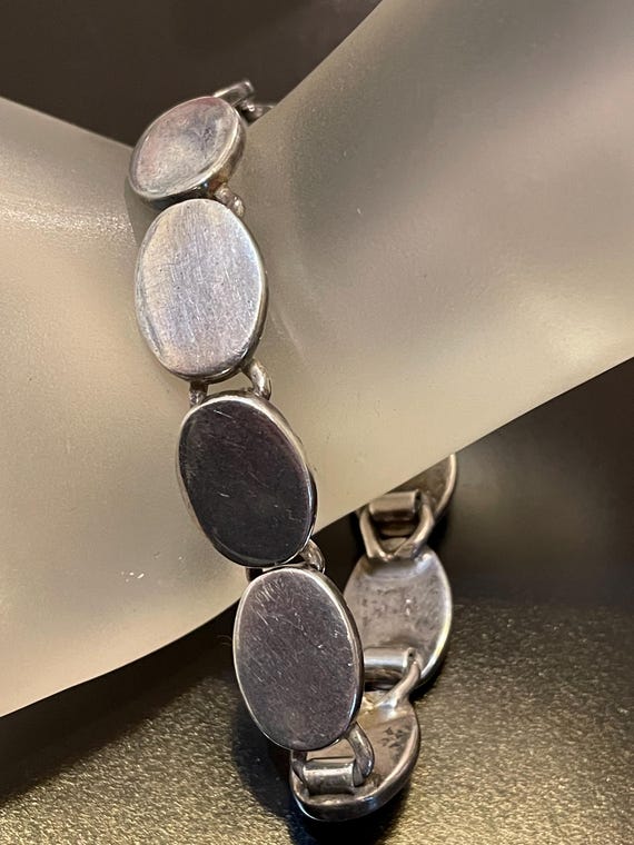 Striking Taxco Mexico 925 Sterling Silver Modern Flat Oval Disks 