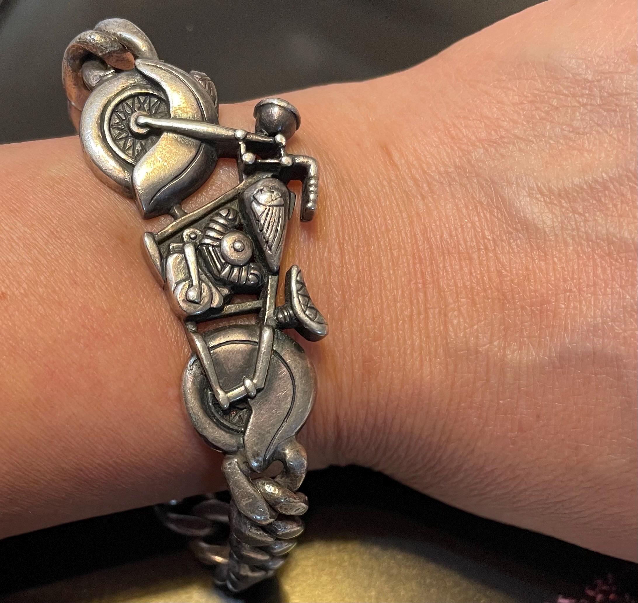 Designer ANNIE KAJIYA Motorcycle - Themed Carb Cuban Link Sterling