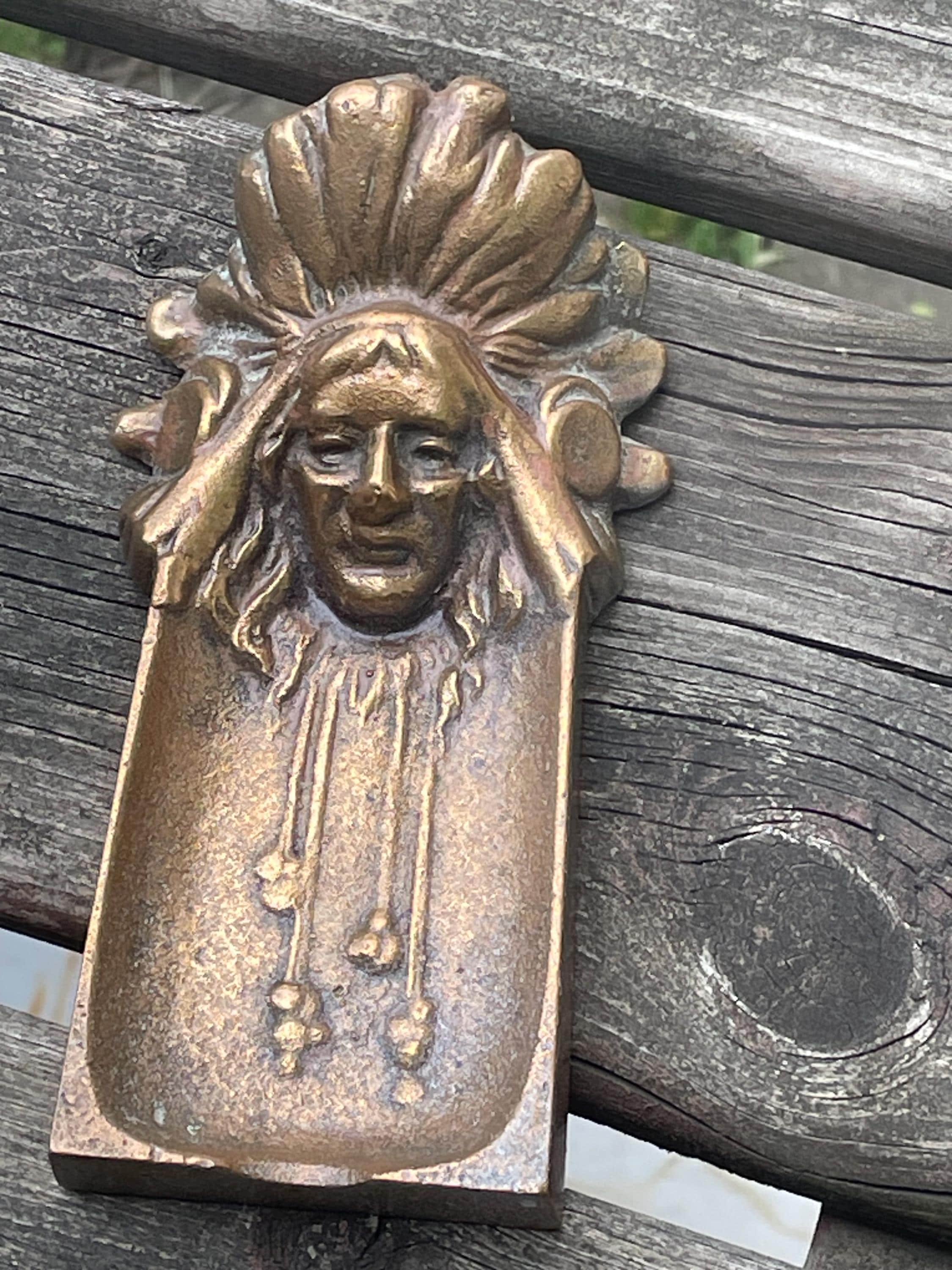 Vintage Cast Iron Native American Indian Chief Ashtray