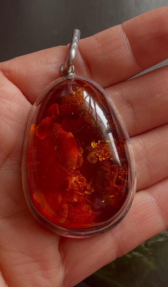 Unique Authentic Baltic Large Amber Sterling Silv… - image 5
