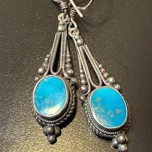 Vintage Turquoise Sterling Silver Dangle Earrings