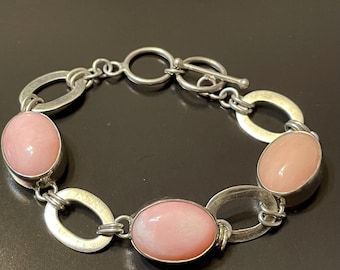 Vintage Angel Skin Coral Sterling Silver Link Bracelet