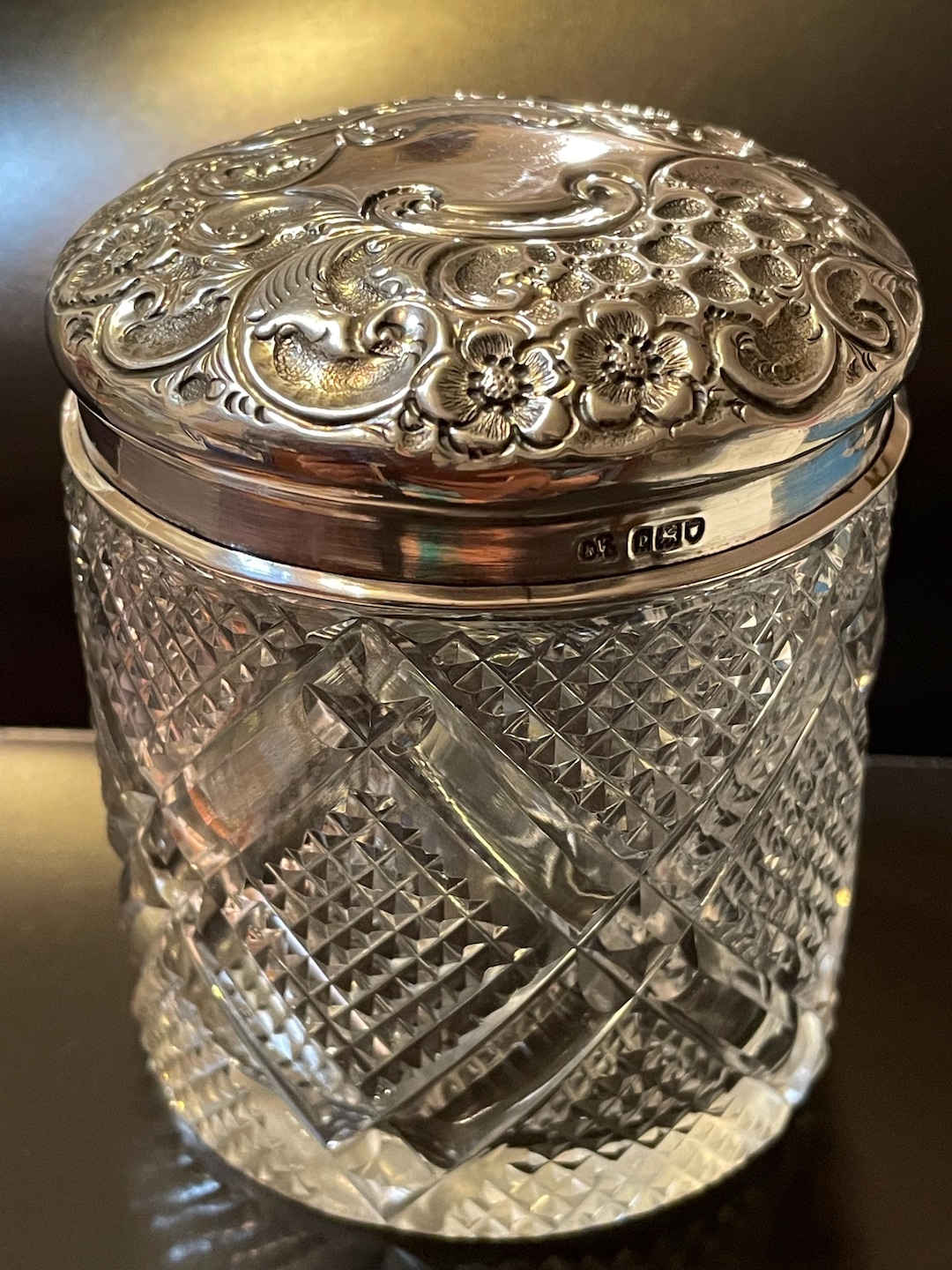 Victorian Cut Glass Vanity Crystal Pot With Silver Lid - Etsy