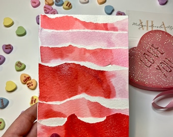 Valentines Card- Abstract Watercolor Red and Pink