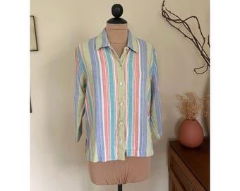 Vintage Coldwater Creek Striped Linen Top
