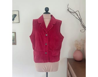 Vintage 90s Christopher & Banks Red Corduroy Vest