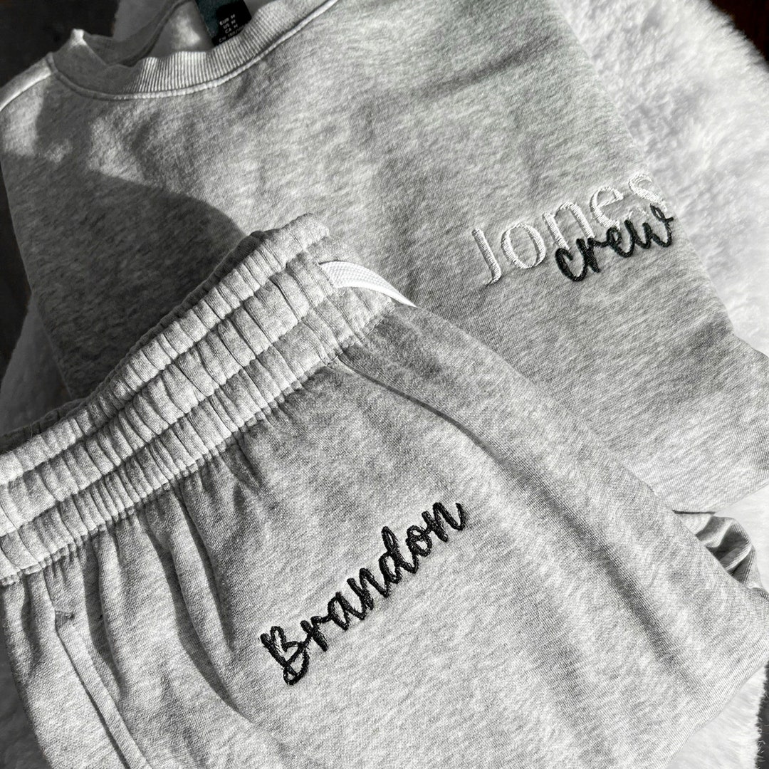 Embroidered Name Sweatpants Matching Family Matching Etsy