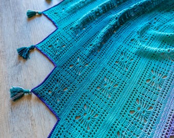 Ethereal Path Shawl, Crochet Pattern, Triangular Lacy Wrap, Lightweight Summer (PDF)