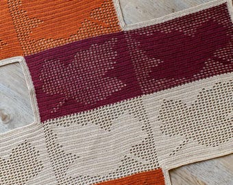 Fallen Leaves Doily, Crochet Pattern, Filet Crochet Autumn Motifs (PDF)