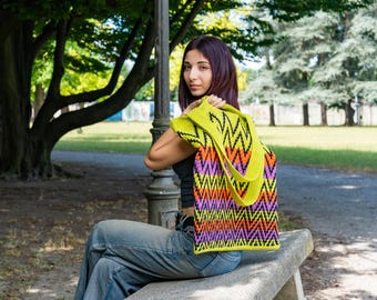 Ripple Pop Tote, Overlay Mosaic Crochet Bag Pattern, Geometric Design (PDF)