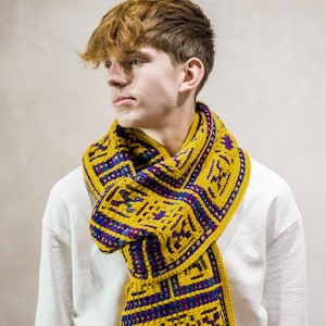 Otis Scarf - Stylish Overlay Mosaic Crochet Scarf Pattern for Unique Fashion Accessory Diy Statement Piece, Easy Instructions, Trendy Design