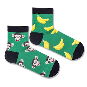 Calcetines de hombre con diseño de mono y plátano: calcetines divertidos y novedosos