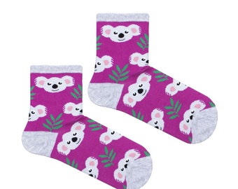 Variantes de chaussettes Happy Koala Bear Kids, chaussettes drôles, chaussettes confortables, chaussettes, chaussettes folles, chaussettes colorées, idée cadeau, cadeau parfait, chaussettes dépareillées