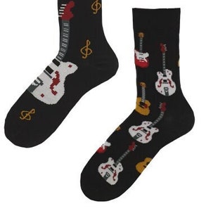 Calcetines unisex con diseño de guitarra eléctrica, divertidos, para hombre y mujer, coloridos, ideales para regalar, ideales para regalar, calcetines desiguales.