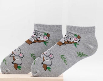 Koala Bear Socks: Unisex Cotton Ankle Socks