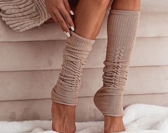 Openwork Cotton Leg Warmers: Unisex Cozy Socks