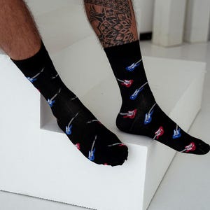 Calcetines unisex de guitarra, música rock, heavy metal, calcetines, calcetines divertidos, calcetines cómodos, calcetines locos, calcetines coloridos, idea de regalo, regalo perfecto, no coincidentes