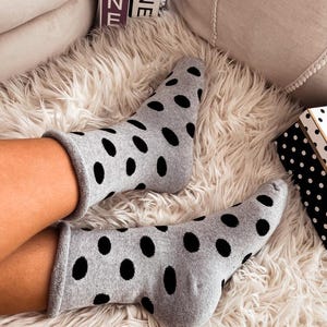 Terry Socks Pressure-Free Polka Dot Classic Women Socks, Socks, Funny Socks, Cozy Socks, Crazy Socks, Colorful Socks, Gift Idea