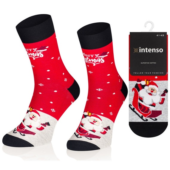 4 Paia Di Calzini Natalizi Unisex Con Motivi Di Babbo Natale, Renna E Fiocchi Di Neve, Cotone, Taglia 35-46