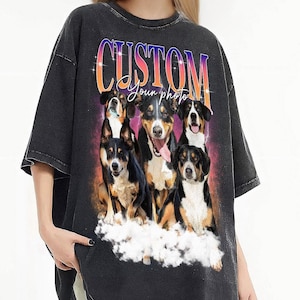 Custom Dog Vintage Washed Shirt, Custom Dog Bootleg Rap tee, Custom Retro Pet T-Shirt, Insert Your Design Shirts
