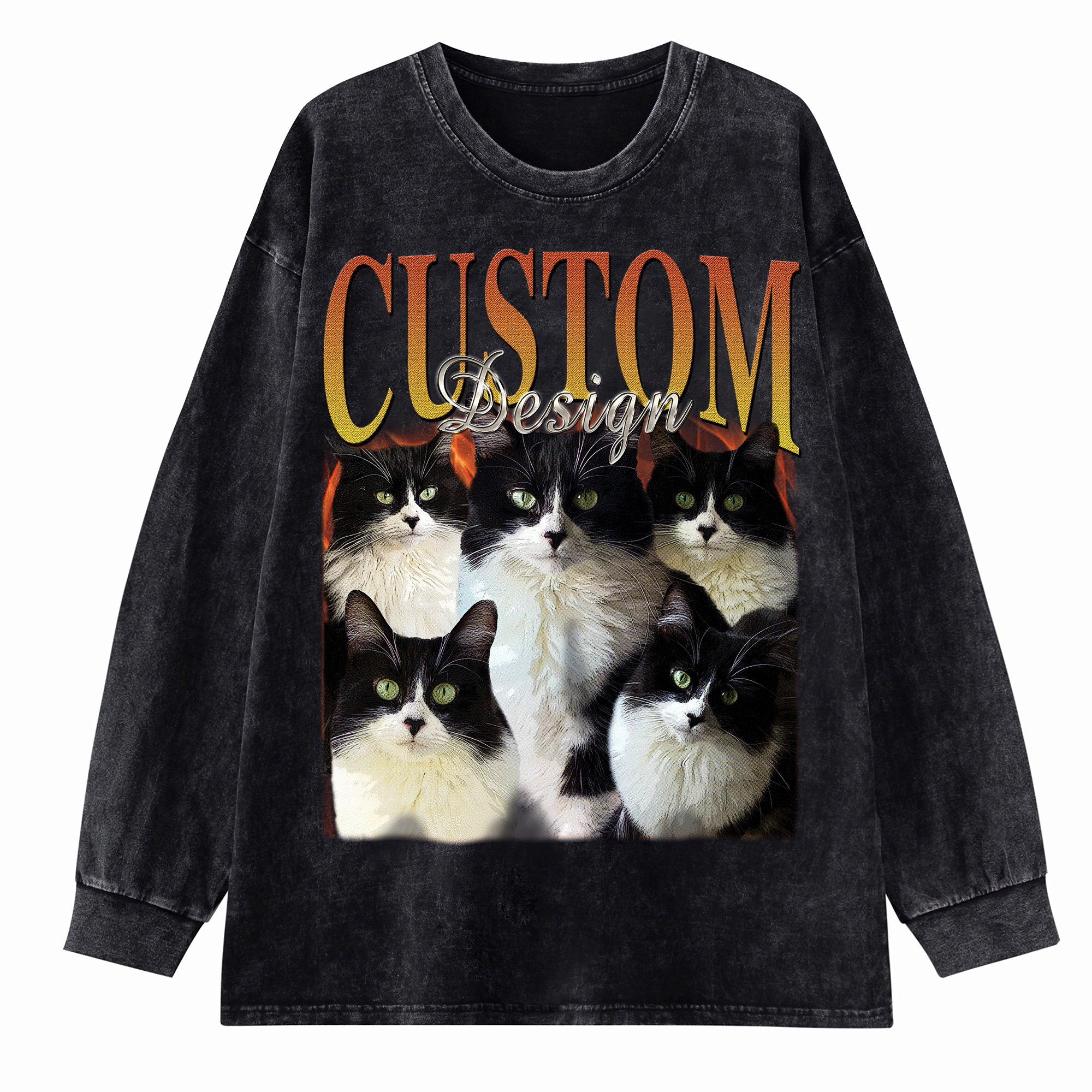 Pet Custom Vintage Washed Shirt, Pet Photo & Name