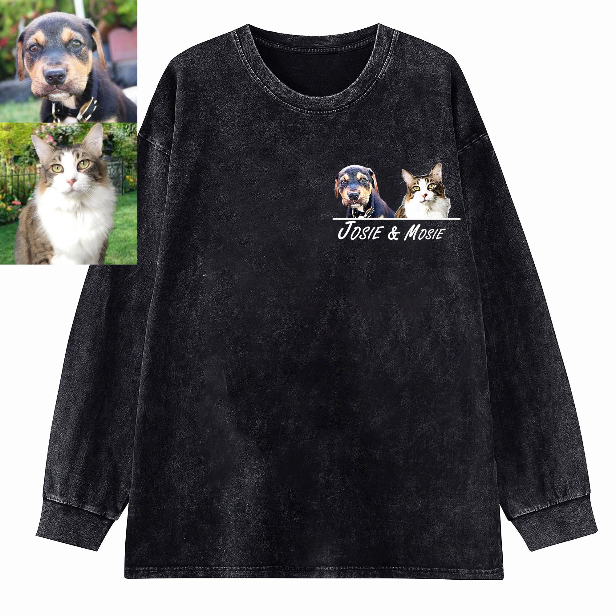 Custom Pet Vintage T-Shirt, Custom Dog Photo + Name