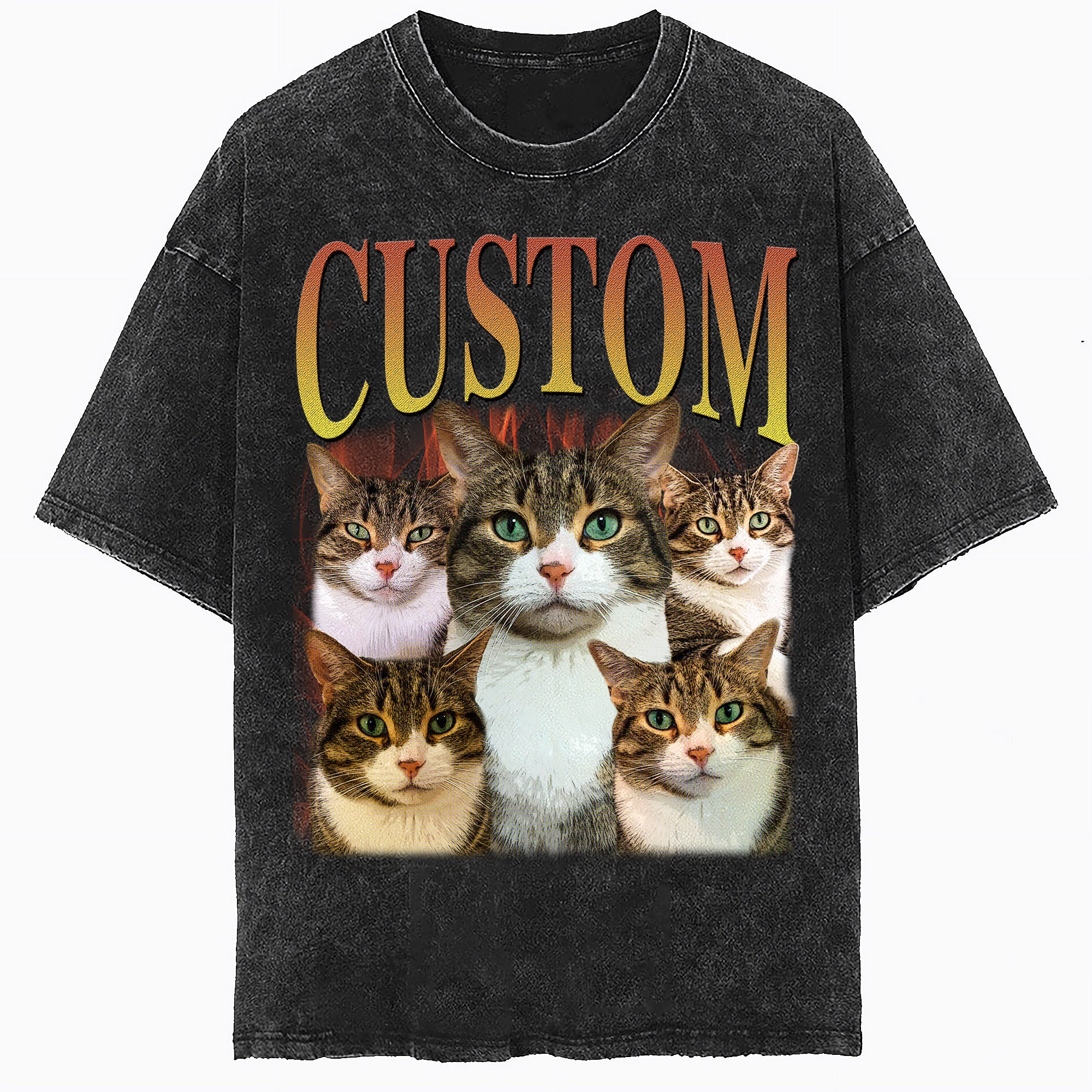 Custom Pet Vintage Washed Shirt, Pet Photo & Name