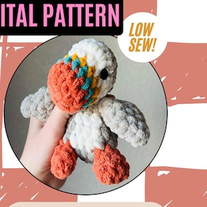 Prim the Mini Puffin Crochet Pattern, digital low sew pattern, instant download pdf puffin, amigurumi crochet, soft lovey puffin pattern