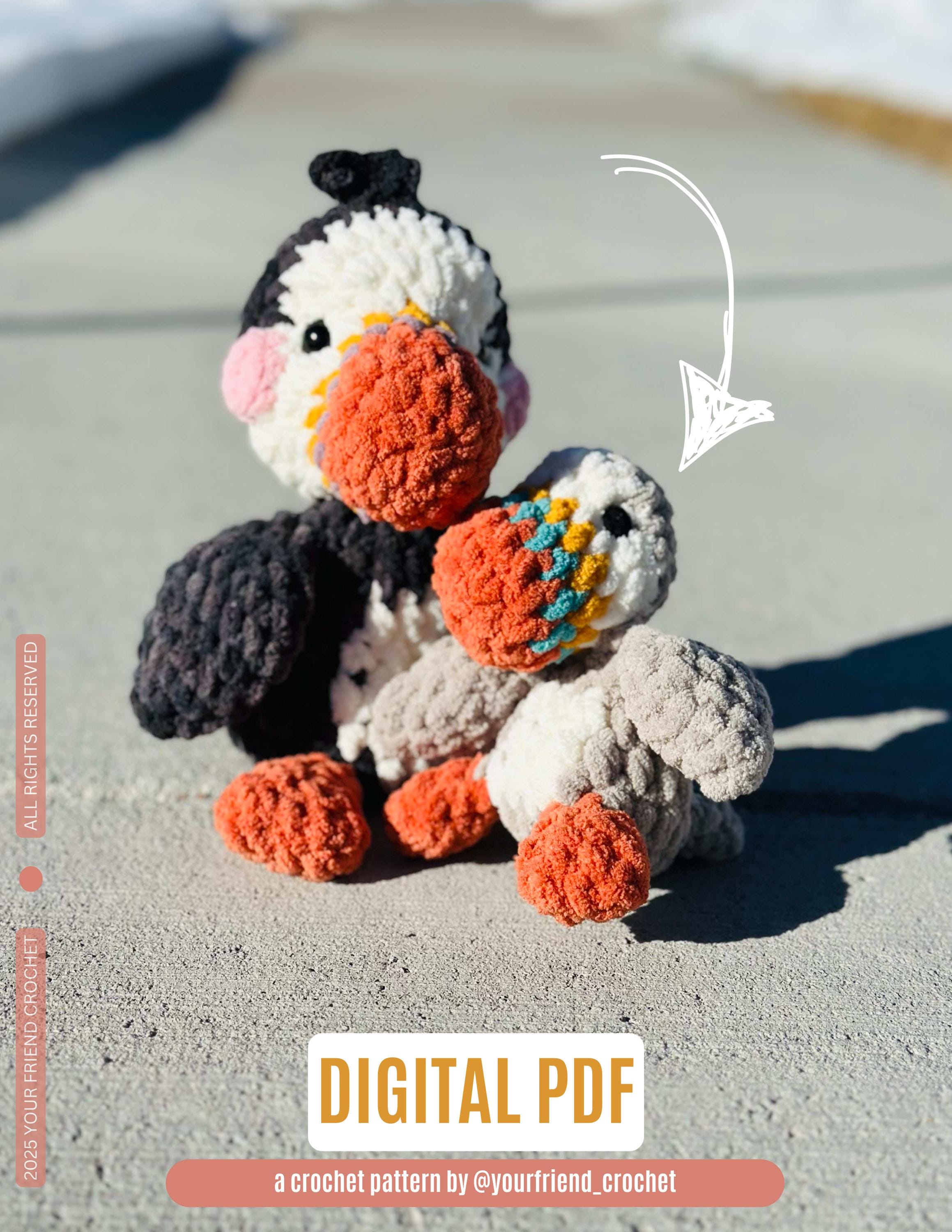Mini Puffin Pattern Banknote Mini Puffin Crochet Pattern | Prim the Mini Puffin | Low Sew Amigurumi ...