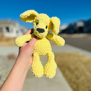 Puppy crochet plushie, handmade dog stuffie lovey, soft puppy snuggler, dog baby shower gift, puppy baby gift, dog stuffed animal,