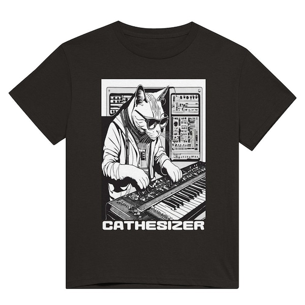 Cathensizer Cat Playing Synths For Cat Lovers Synthesizer Lovers Music Lovers Cat Playing a Synthesizer