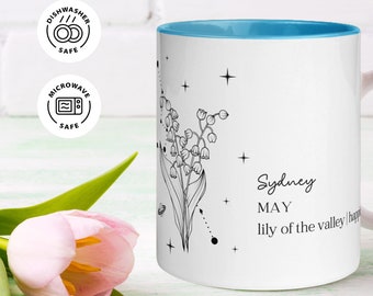 Birth Flower Mug Personalized, Birth Flower Gifts, Birth Flower Cup, Birth Flower Gifts For Women, Birth Flower Coffee Mug Cup