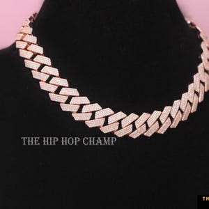 76.36CTW Colorless VVS Moissanite Replicate Real Diamond 4 Row 20mm Cuban Link Hip Hop Cuban, Iced Out Miami Cuban, 14Kt Rose Gold Plated