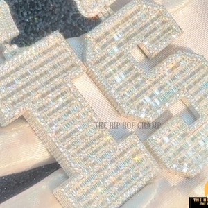 Size 3.2"X1.8" Initial Custom Hip Hop Pendent,Colorless Moissanite VVS1 Iced Out Paved Moissanite Initial Pendent, Forever White Gold Plated