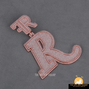 Custom Letter Iced Out VVS1 Moissanite Letter Pendant, Custom Bale & Letter Pendent Hip Hop Pendant, Mens Custom Charm, Pass Diamond Tester