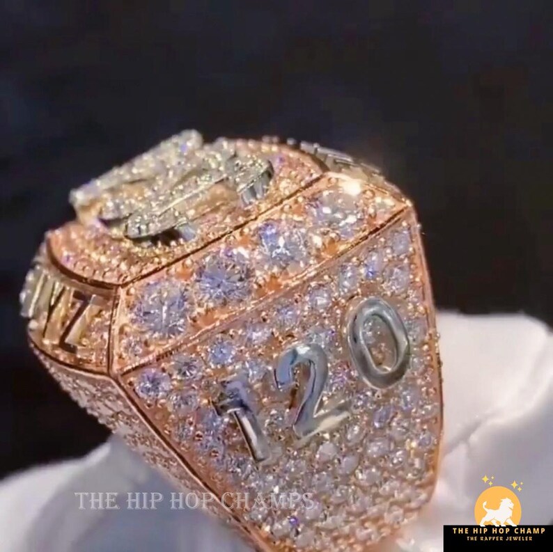 Custom Rapper Rings Custom Iced Out Moissanite Rappers Ring, 14kt Gold Plated - Etsy