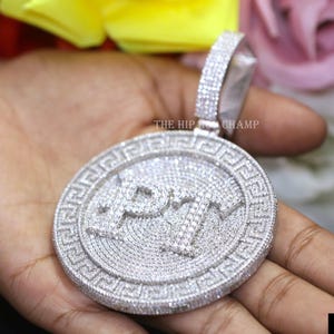 Same Style Any Letter/ Number Custom Hip Hop Pendent, Iced Out 21.3Ct VVS1 Moissanite Men's Necklace Pendant, Custom Moissanite Bail Pendent