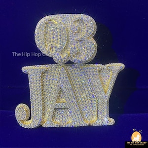 Iced Out Custom Letter/Number Pendent, VVS1 Colorless Moissanite Name Charm Engraved Letter Pendent, Luxury Hip Hop Custom Bell Pendent