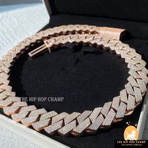 20 mm 72,54CTW Bezbarwny VVS Moissanite Replika Prawdziwego Diamentu 4-rzędowy Kubański Link Hip Hop Kubański, Iced Out Miami Kubański Dla Niego, 14Kt Złocony