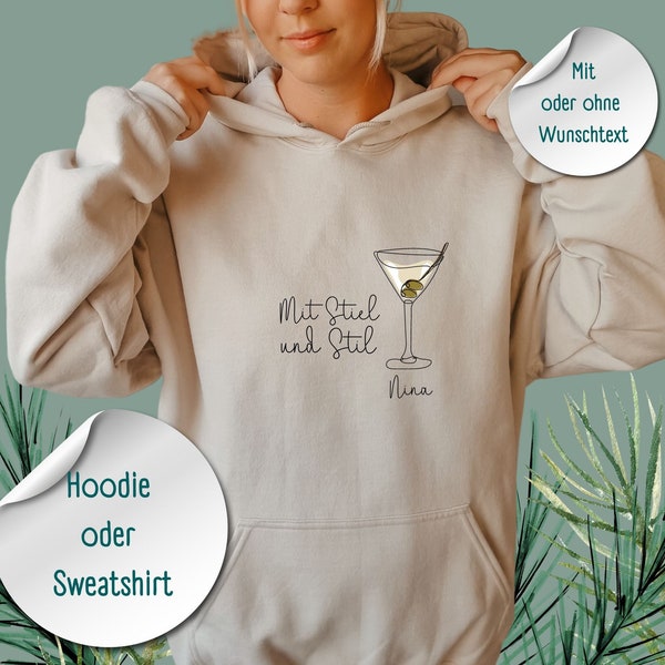 Personalisierbarer Pullover Martini Hoodie Sweatshirt personalisiertes Geschenk Mama Freundin Oma Weihnachten Geburtstag Weihnachtspullover