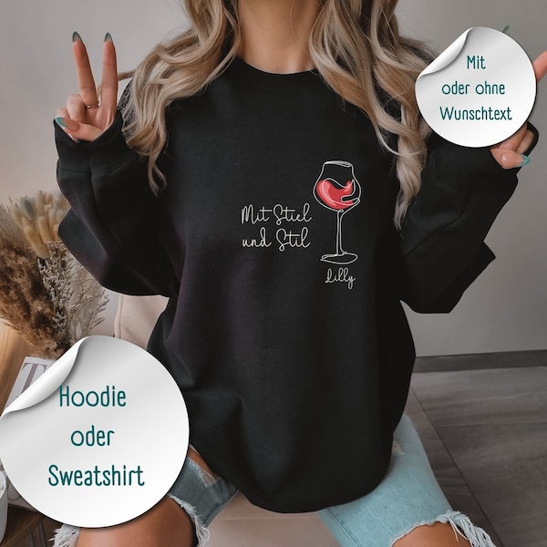 Personalisierbarer Pullover Weinglas Hoodie Sweatshirt personalisiertes Geschenk Mama Freundin Oma Weihnachten Geburtstag Weihnachtspullover