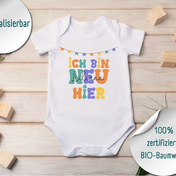 Baby Body personalisiert, Geschenk zur Geburt, Baby Geschenk, Geschenkidee, Individuelles Geschenk, Geburtstag, Body mit Name, ich bin neu