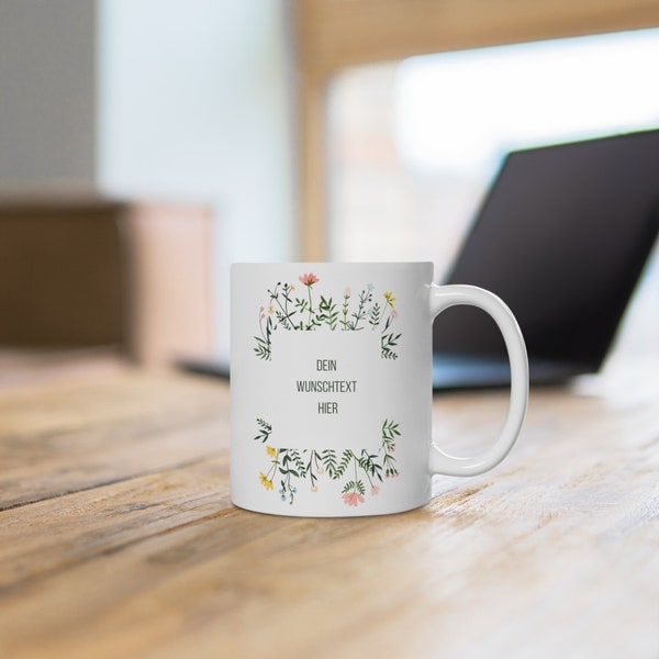 Geschenk Personalisiert,Namenstasse,Tasse mit Wunschtext, Tasse Geschenk Weihnachten,Individuelles Geschenk Geburtstag,Wildblumen Becher