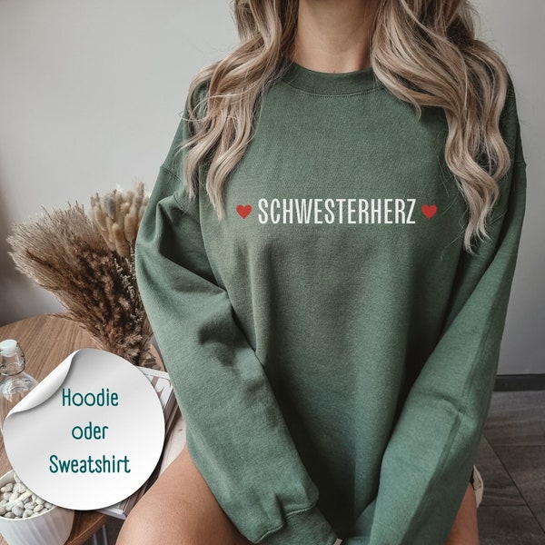 Schwesterherz Pullover Hoodie Sweatshirt, Individuelles Geschenk Schwester, Geschenk Geburtstag, Schwestern Geburtstagsgeschenk, Geschwister